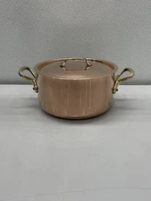 Mauviel M'Heritage M'200 B Copper Stewpan W/ Lid & Brass Handles 6.1 Qt