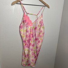 Betsey Johnson Intimates Women's XS Lace-Detail Cutout-Back Satin Chemise Slip