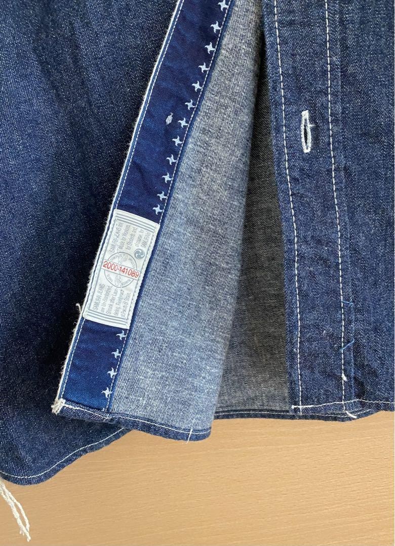 Samurai Jeans Denim Work Shirt 100% Cotton Indigo From Japan