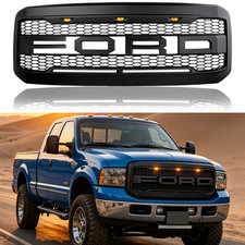 Black Front Grill For Ford 2005-2007 F250 F350 Super Duty Raptor Style Wleds