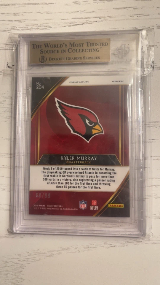 2019 Panini Select - Field Level Kyler Murray #204 Tri-Color Prizm /99 - BGS 9.5 - Image 2 of 3