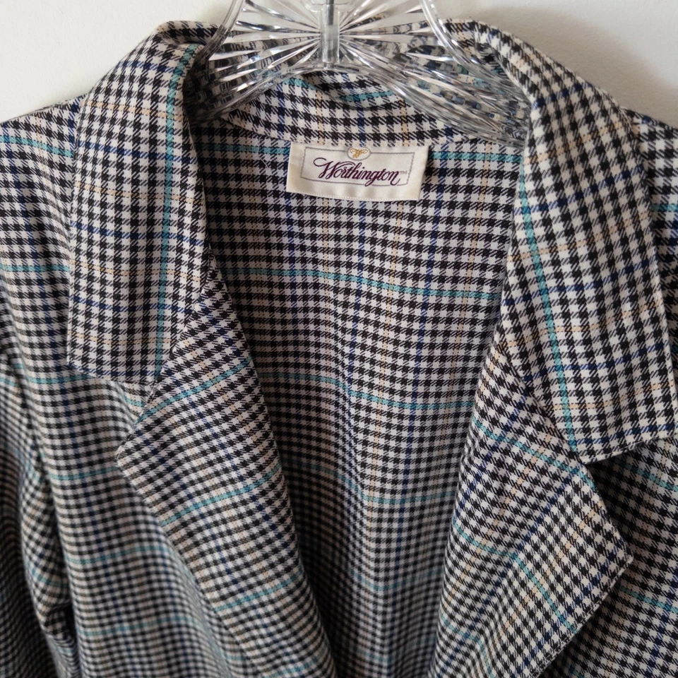 Blazer Vintage Grande A Cuadros Talla L Años 90 Ligero Capas Academia EE. UU. Retro Foto 3 de 4