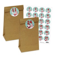 Adventskalender 25 PapiertüTen GrößE M Mit 24 Zahlenaufklebern Rentier