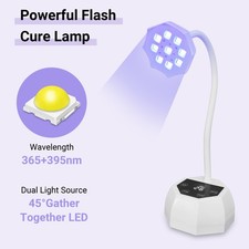 Cordless UV LED Nail Lamp Rechargeable Gel Nail Dryer Portable Gooseneck 360