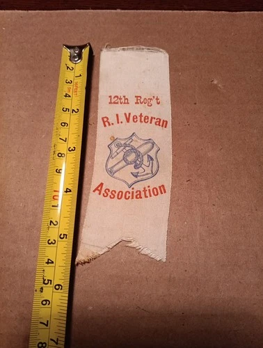 GAR Ribbon 12th Reg't R. I. Veteran Rhode Island Association  Circa Late 1800's