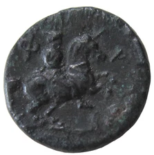 THESSALY, PHARSALOS, AE 14. CIRCA 4th CENTURY BC. ATHENA/WARRIOR ON HORSEBACK.