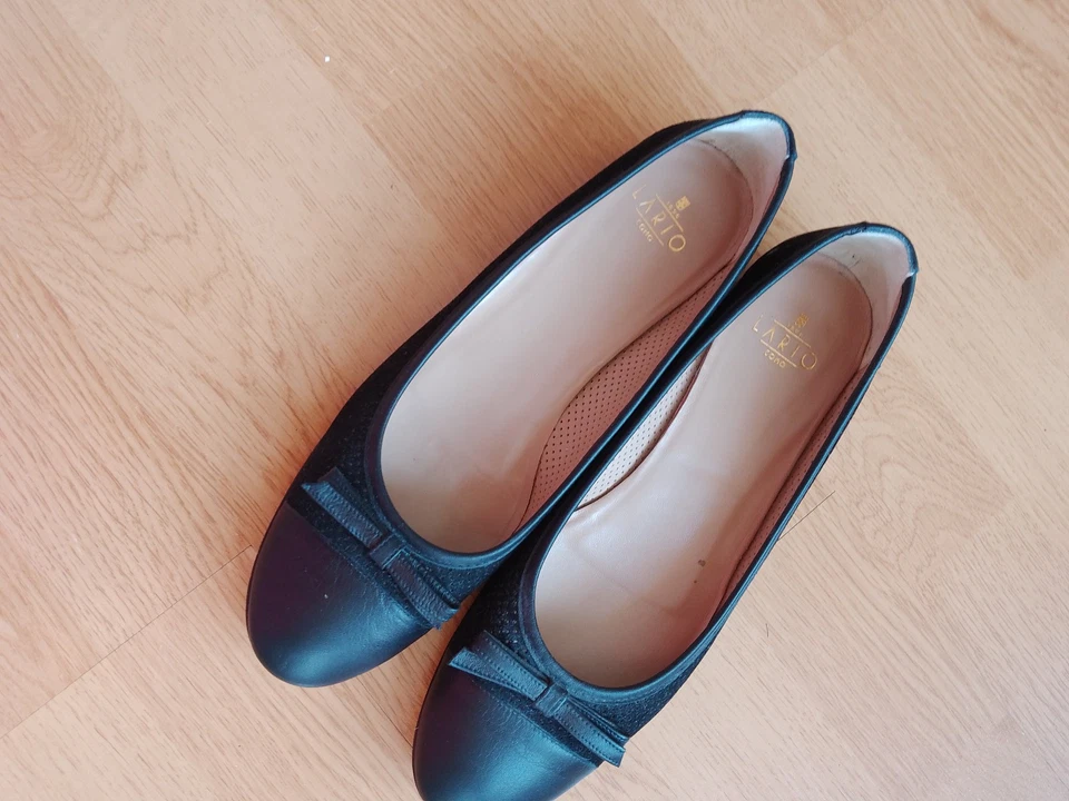 LARIO 1898 chaussures de luxe ballerines noires 37,5 tout cuir souple neuves - Photo 1/2