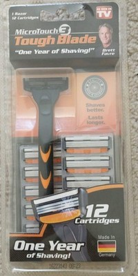 NEW MicroTouch 3 Tough Blade Razor 12 Cartridges Brett Favre razor As Seen on TV