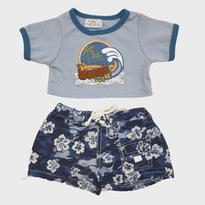 Build a Bear Surf USA Top Swim Floral Board Shorts Boy Girl Teddy Clothes Outfit