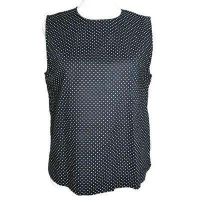 Jenni Kayne Womens Blouse Size Medium Navy White Polka Dot Sleeveless Top