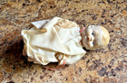 Antique Bisque Baby Doll Replica (Japan Shackman) w/ Cradle and Original Clothes — photo 2