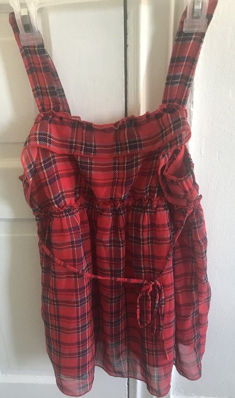 Justice Girls Sz 14 Ref Plaid Blouse “Love Yourself”