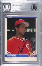 BAS 1984 Fleer Mario Soto #483 Authentic Auto 0q3