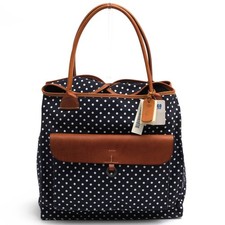 Borsa donna Felisi in tela a pois blu navy cotone pelle autentica