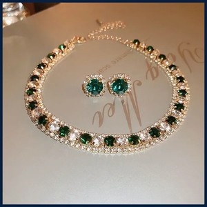 Women's Rhinestone Decorated Necklace & EarringsTrendy Jewelry Set