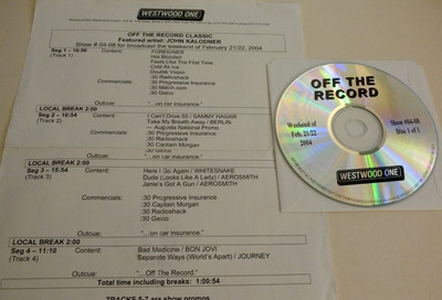 Berlin Bon Jovi John Kalodner Off The Record Classic 1 cd M&I radio show 2/22/04