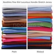 Ribbed Knit Fabric Jersey Stretch Material Plain and Rib Pattern to Mix Match