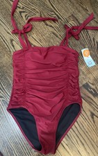NEW My Charmo Women s 1-piece Burgundy Bathing Suit - S - UPF 50
