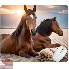 Horses On The Beach Computer Non Slip Custom Mouse Pad Handmade
