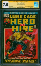 LUKE CAGE HERO FOR HIRE #1 CGC 7.0 1st Appearance ROY THOMAS Signed White Pages