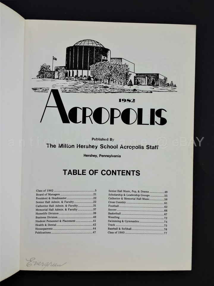 1982 vintage ACROPOLIS MILTON HERSHEY PA school YEAR BOOK scholarship
