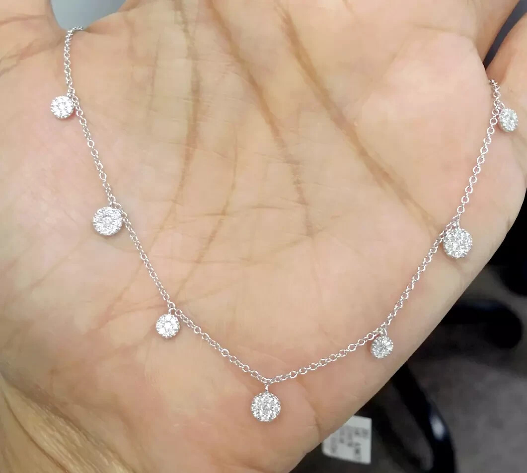 4 Ct Round Moissanite Tennis Necklace 17 Inch 14K White Gold Plated