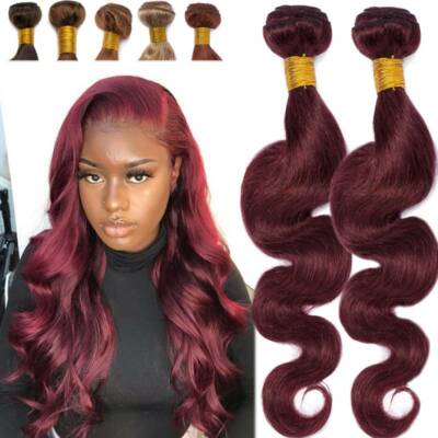 Wine Red Brazilian Unprocessed Virgin Human Hair Weave Extensions 300G 3Bundle