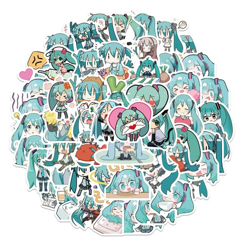 65PCS Hatsune Miku Waterproof Sticker DIY Decoration Luggage Notebook Guitar - Afbeelding 1 van 12