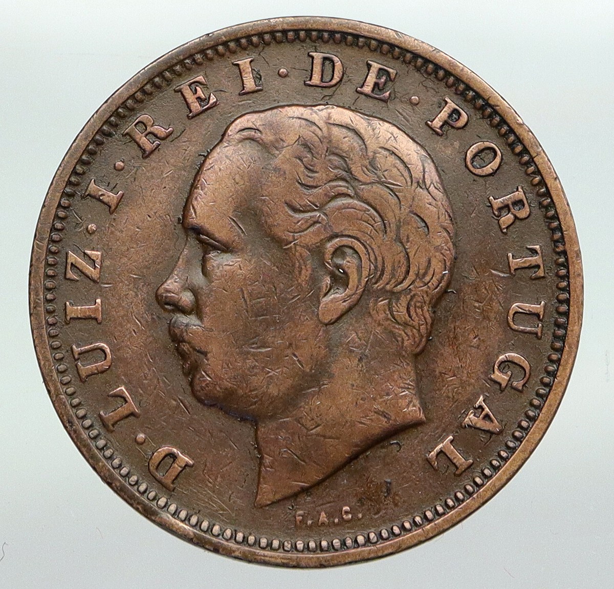 1883 PORTUGAL King Luis Luiz I Antique VINTAGE 20 Reis Portuguese