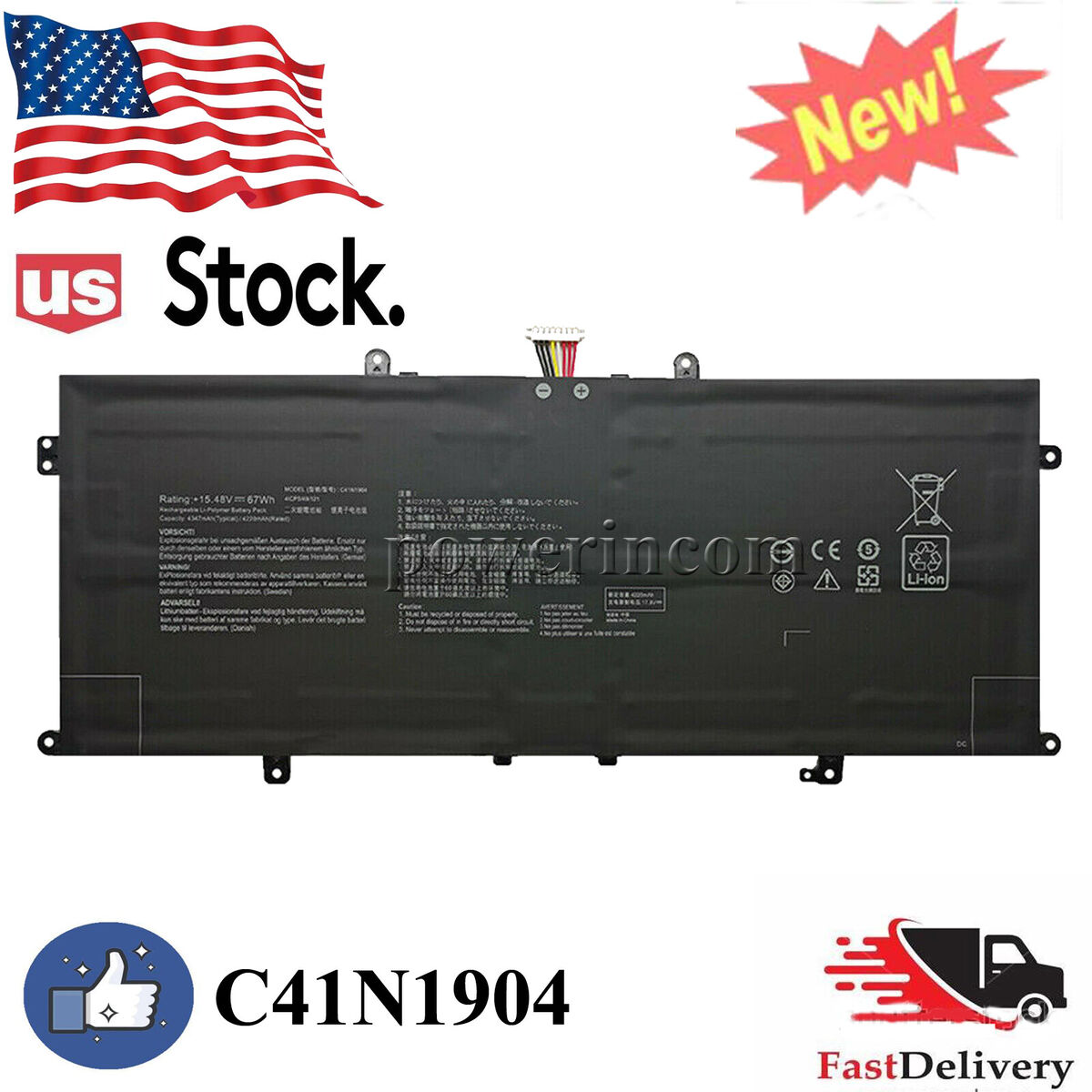 For Asus ZenBook UX325E / UX325EA Laptop Battery 15.48V 67Wh For Asus ZenBook UX325E / UX325EA Laptop Battery 15.48V 67Wh