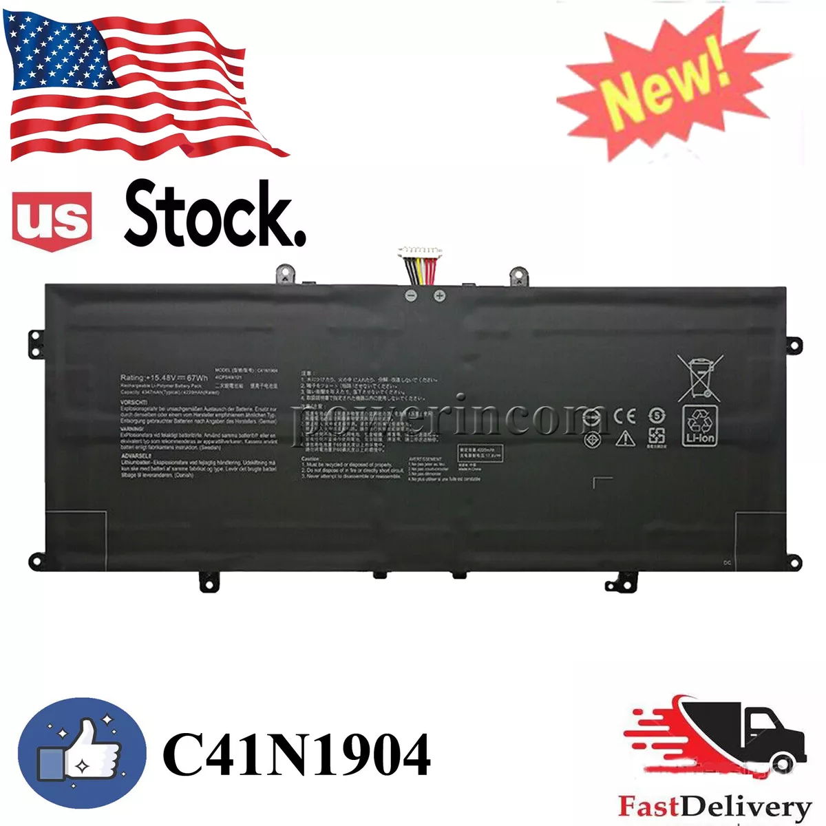 For Asus ZenBook UX325E / UX325EA Laptop Battery 15.48V 67Wh P/N