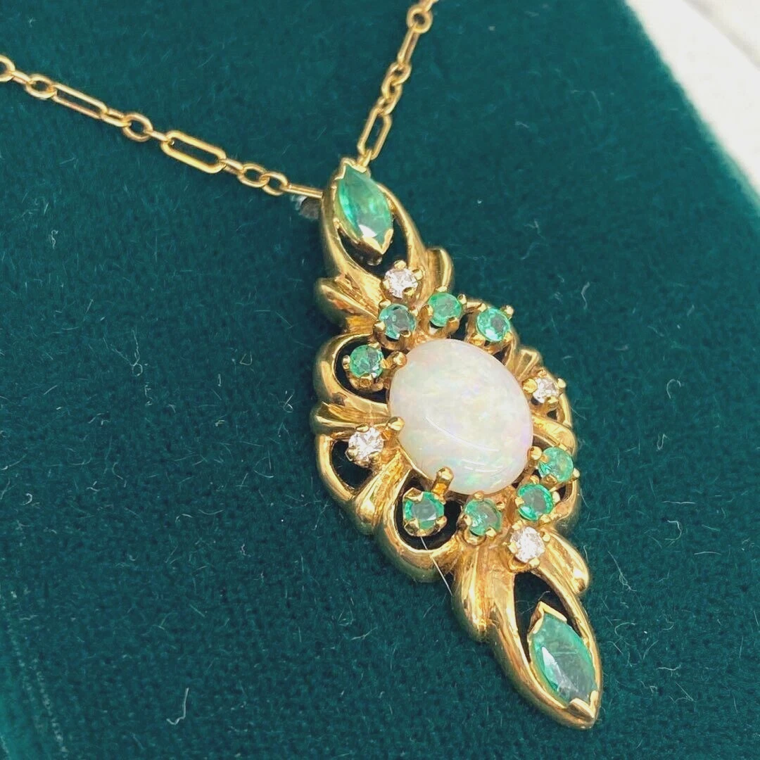 Opal and deals emerald necklace