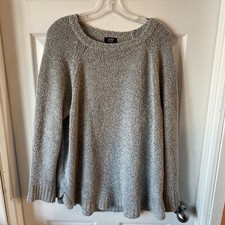 Jones New York Signature Women  s Large Sweater Round Neck Grey Pullover