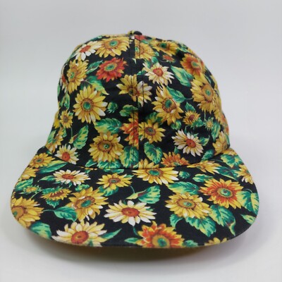 Vintage Sunflower Nature Garden All Over Print Hat Strap Back Stretch Fit  Blank