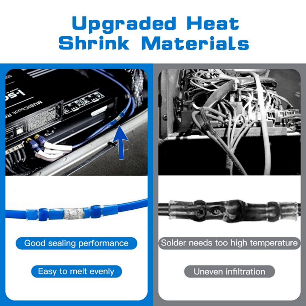 500PCS Marine Grade Heat Shrink Solder Seal Butt Splice Wire Connectors Terminal