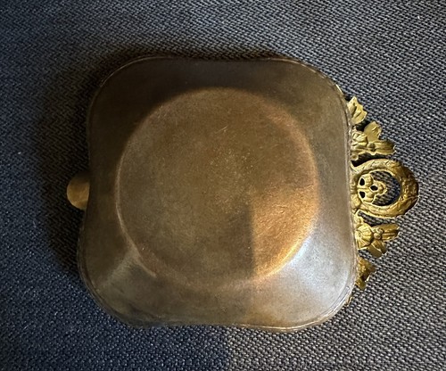 Antique Bronze and Enamel Cobalt blue Ashtray - Picture 4 of 7