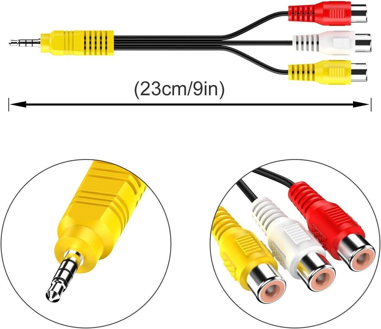 Video AV Adapter Cable Replacement for TCL TV, 3 RCA to 3.5mm AV Input