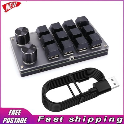 Macro Custom Wired Gaming Keyboard Programmable Mechanical Keypad (Black)
