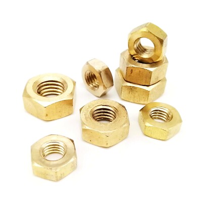 5/100pcs M1M1.2M1.4M1.6M2M2.5M3M4M5M6M8M10M12 Solid Brass Copper Hex Hexagon Nut