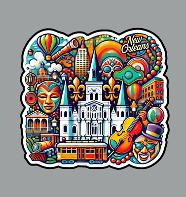 New Orleans Original Abstract Art Die Cut Glossy Fridge Magnet