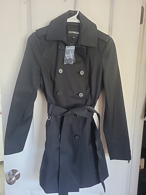 NWT EXPRESS Size XS Black Women’s Trench Coat