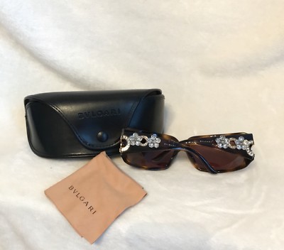 Bulgari Silver and Brown Sunglasses with Rhinestone Embellishments Bulgari Y2K Tortoise Shell Sunglasses – Vintage by Misty main image 2