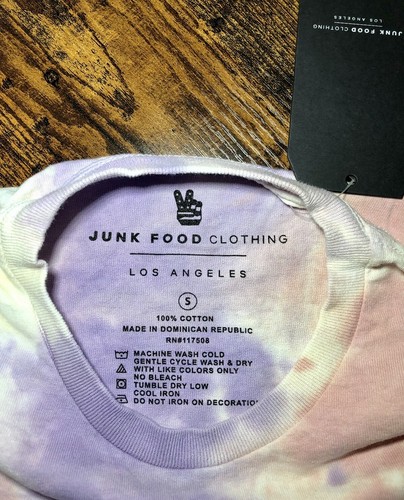 Tie Dye Mushroom Graphic Multicolor Tee T Shirt Size S Junk Food 100% Cotton - Picture 7 of 8