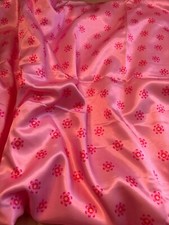 Faux Silk Charmeuse Satin Fabric pink floral 1 yd 35 2 yards pajamas