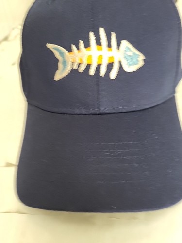 Fish Skeleton Dead Fish Bones Hat Child Baseball Cap Blue Strapback Dad Adjust - Picture 3 of 12