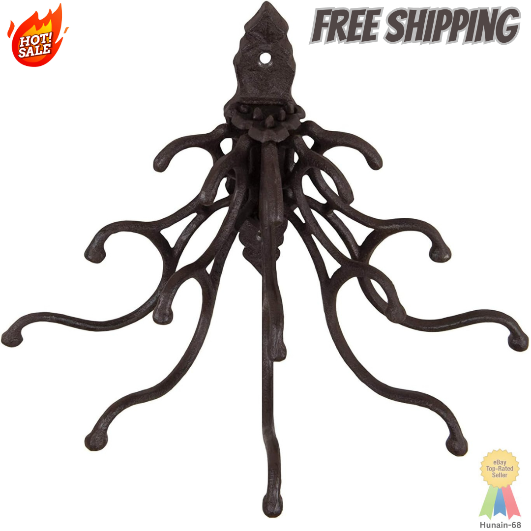 Vintage Cast Iron Wall Hook Hanger with 15 Hooks for Antique Décor