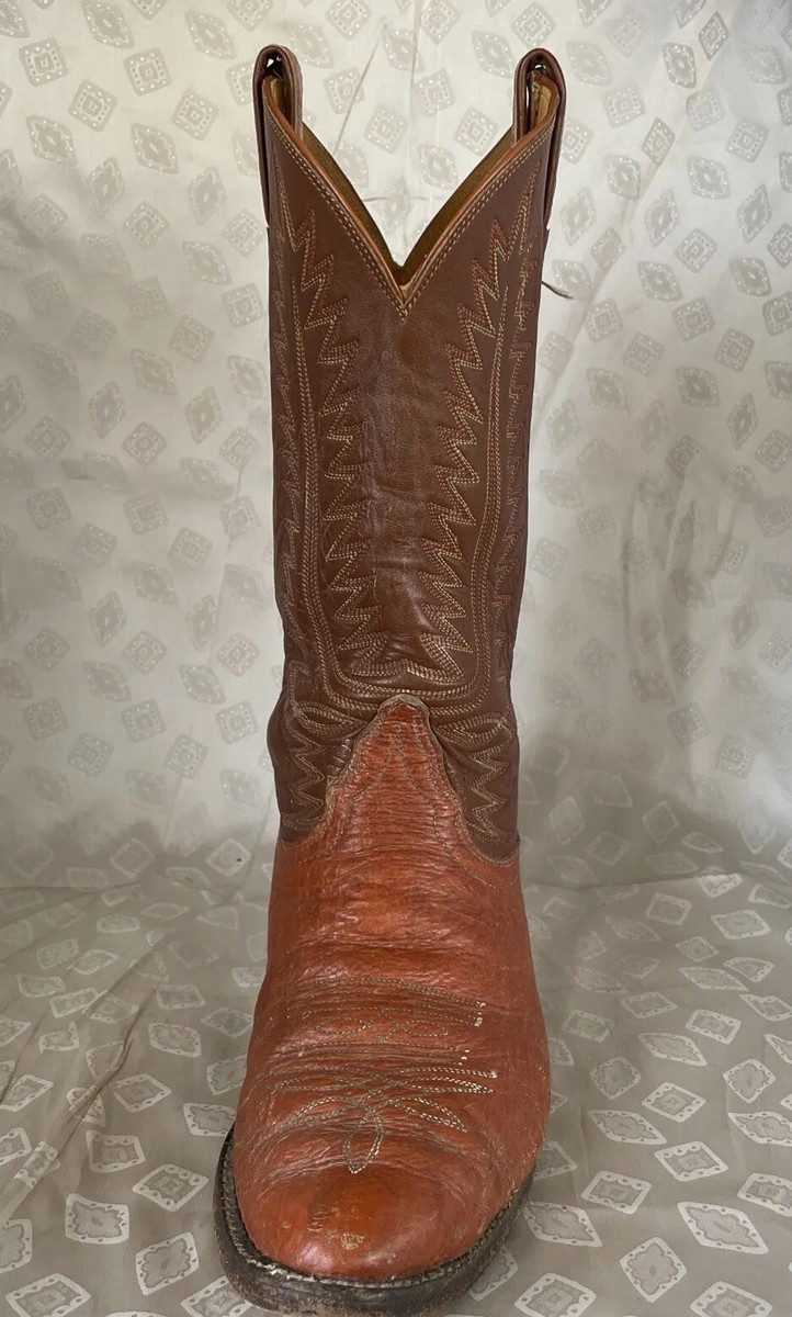 Bottes Cowboy Vintage Tony Lama 8.5 E - Cuir Exotique Lézard Teju Marron