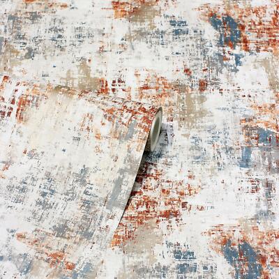 Abstrakte Textur Arthouse Tapete Kupfer & Navy 297406 Vinyl Abgenutzte Farbe