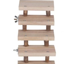 Bird Parrots Wooden Ladder Toy Climbing Stair Hamster Cage Perches Platform Home