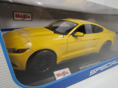 マスタング2015ＧＴマイストイエロー18/1。 MAISTO 1/18 SPECIAL EDITION YELLOW 2015 FORD MUSTANG GT USED